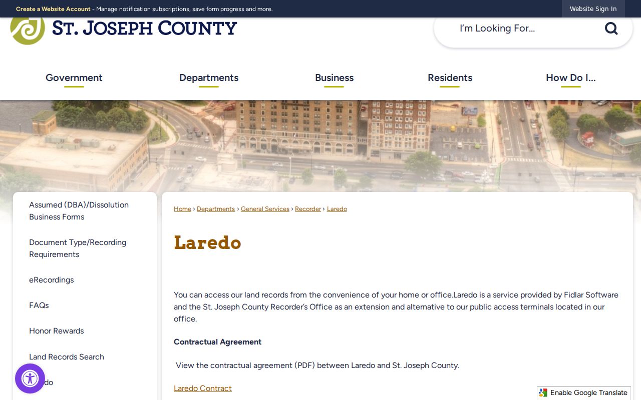St. Joseph County Laredo land records portal for deed research