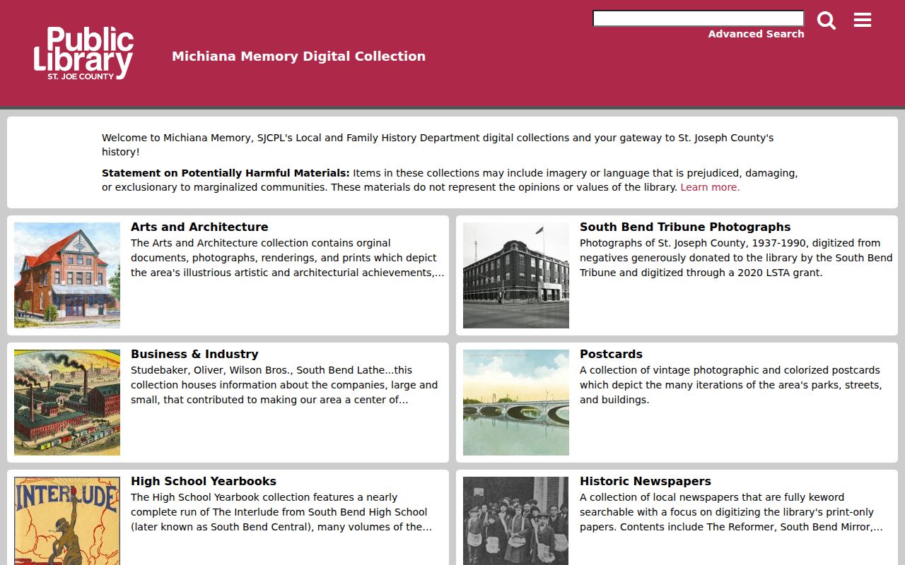 Michiana Memory local history collections for historic neighborhood research