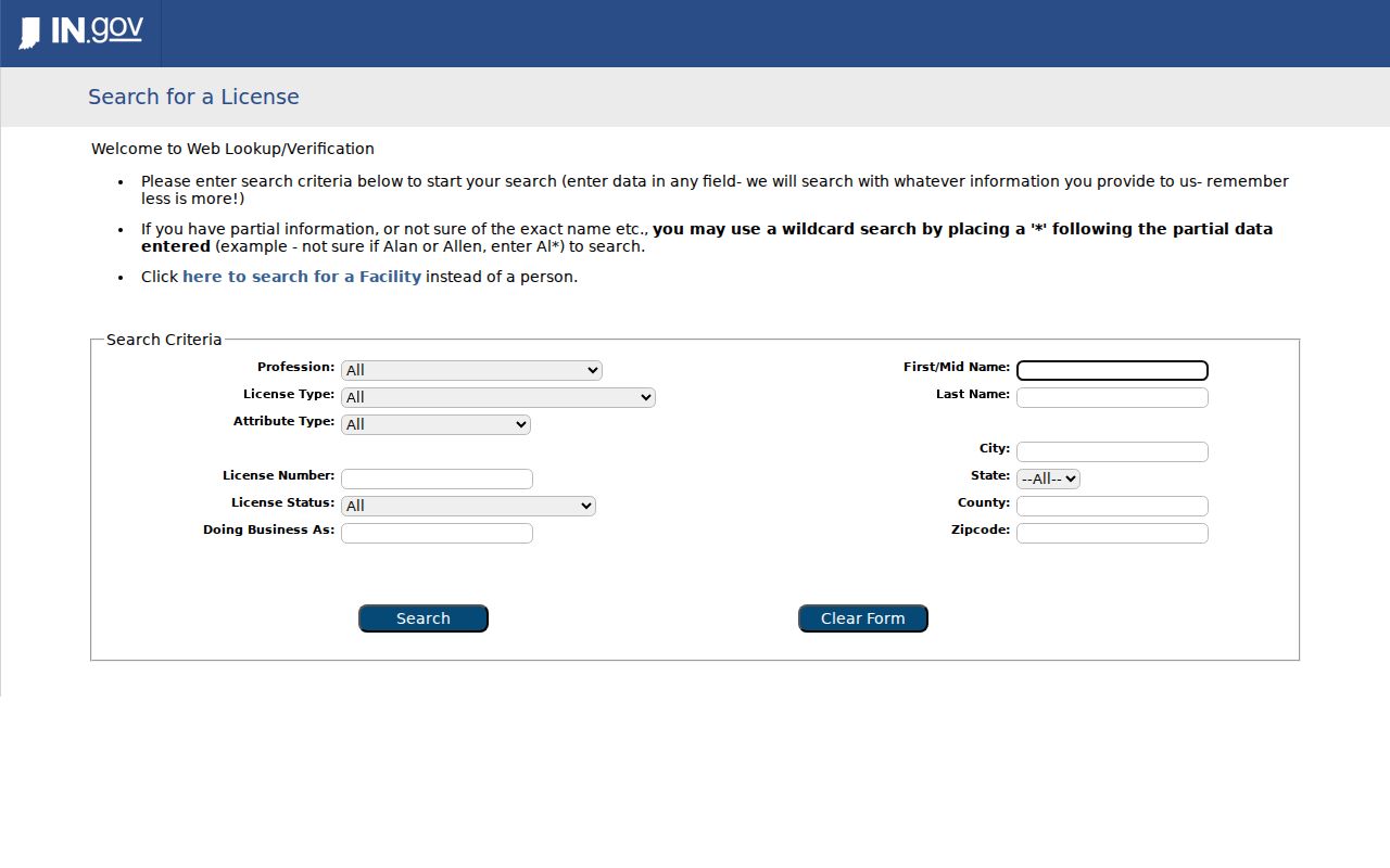 St. Joseph County resident lookup professional license search