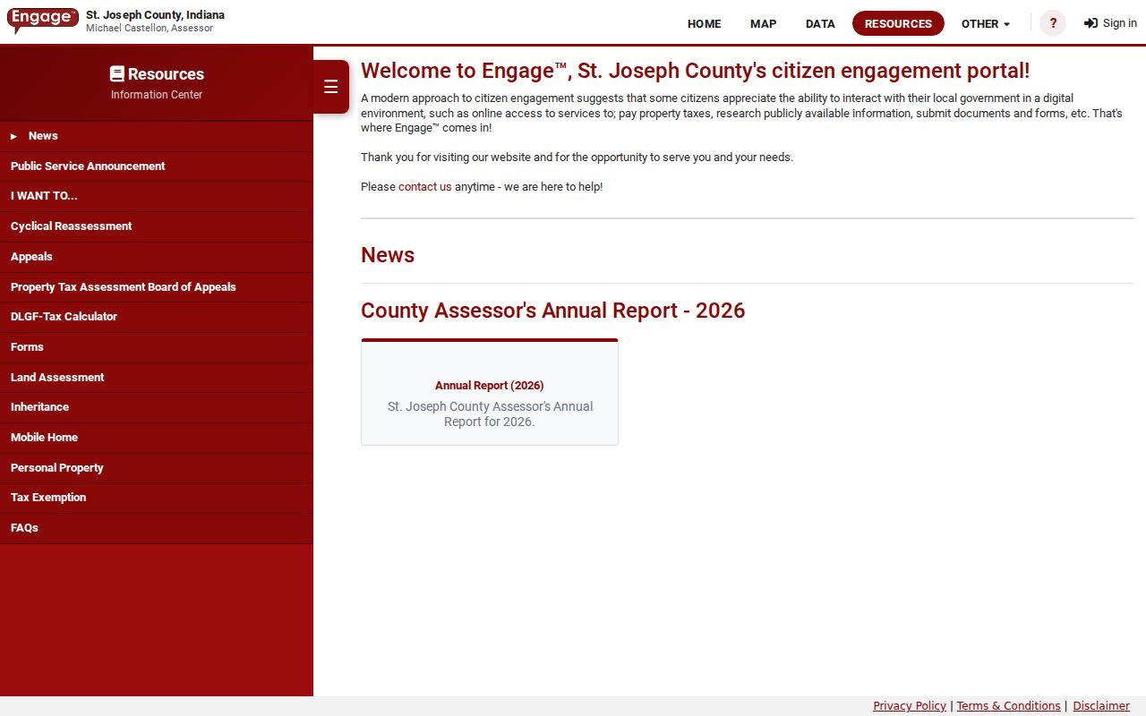 St. Joseph County XSoft assessment search resources